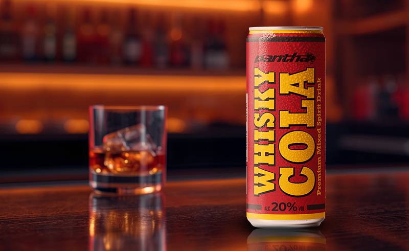 Pantha Whisky Cola 330ml ready-to-drink can – 20% ABV Background